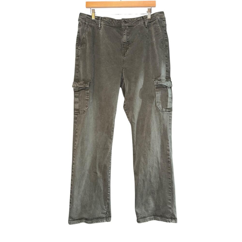 Well Worn Cargo Pants Womens 16 Utility Olive Green Straight Leg Comfort Stretch